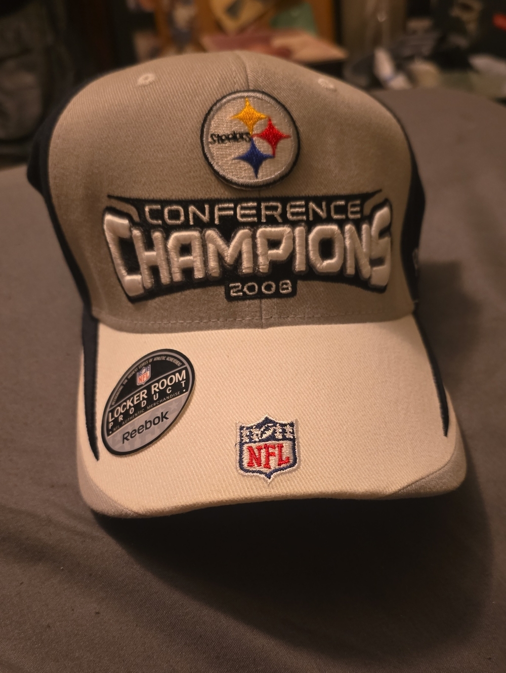 NFL Pittsburgh Steelers Gray White Conference Champions Cap